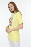 Kadın Bazaar Baskılı Sarı T-Shirt 20093