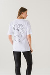 Kadın Come Find Beyaz Baskılı T-Shirt 21014  Beyaz
