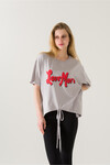 Kadın Love More Gri Baskılı T-Shirt 21010