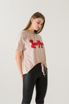 Kadın Love More Vizon Baskılı T-Shirt 21010