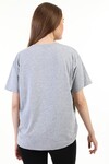Kadın Taşlı Baskılı Gri T-Shirt 20010