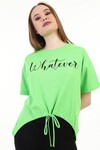Kadın Taşlı Baskılı Yeşil T-Shirt 20010