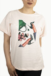 Kadın Çanta Baskılı Penye T-Shirt 21008B2 Pudra