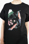Kadın Çanta Baskılı Penye T-Shirt 21008B2 Siyah