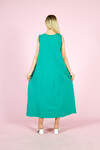 Kadın İki İplik Penye Baskılı Elbise 23151 Yeşil