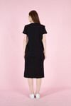 Kadın Kompak Kumaş Baskılı Elbise 23130 Siyah