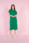 Kadın Kompak Kumaş Baskılı Elbise 23130 Yeşil