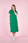 Kadın Kompak Kumaş Baskılı Elbise 23130 Yeşil
