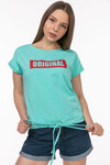 Kadın Original Baskılı Pamuklu T-Shirt 21026 Mint