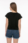 Kadın Original Baskılı Pamuklu T-Shirt 21026 Siyah
