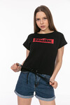 Kadın Original Baskılı Pamuklu T-Shirt 21026 Siyah