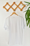 Kadın Tekne Baskılı Oversize T-Shirt 21007B3 Beyaz