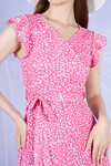 Kadın V Yaka Desenli Bürümcük Elbise 23057 Pembe