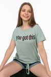 Kadın you got this Baskılı T-Shirt 21028 Mint