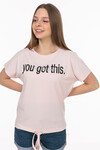 Kadın you got this Baskılı T-Shirt 21028 Pudra