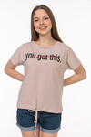 Kadın you got this Baskılı T-Shirt 21028 Vizon