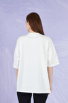 Unısex Oversize Kabartma Nakışlı Tişört 23126 Beyaz
